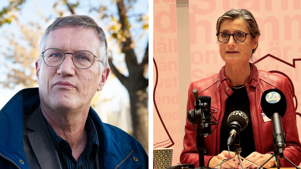 Efter den senaste tidens ökning av coronasmittade i Östergötland kan det bli aktuellt med lokala restriktioner. Något som tas fram i samtal mellan Folkhälsomyndigheten och regionen. På bilden Anders Tegnell och smittskyddsläkare Britt Åkerlind.