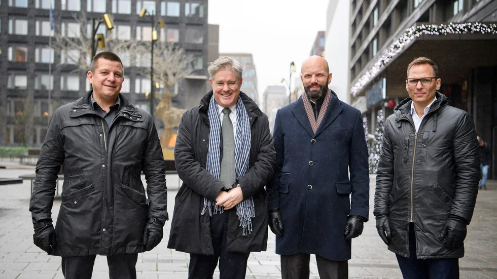 Veli-Pekka Säikkälä, IF Metall, Martin Wästfelt, PTK, Mattias Dahl, Svenskt Näringsliv och Johan Ingelskog, Kommunal.