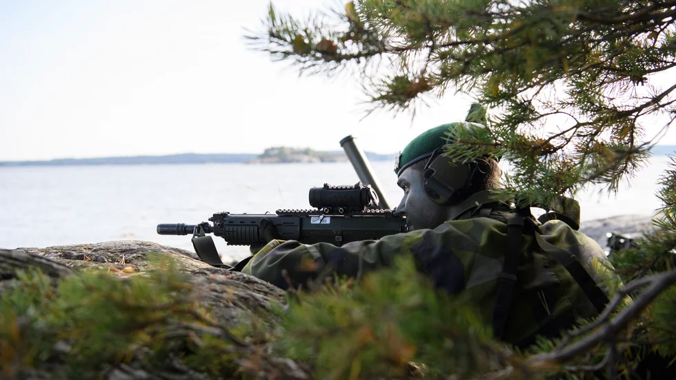 Soldat på Amfibieregementet 1 i Berga. Arkivbild