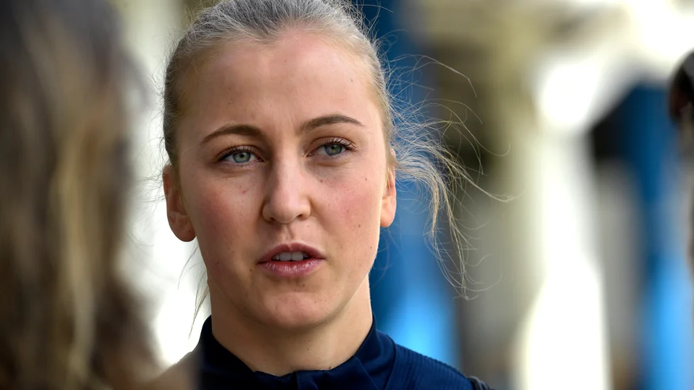 Julia Karlnernäs under landslagssamlingen under Algarve Cup tidigare i år.