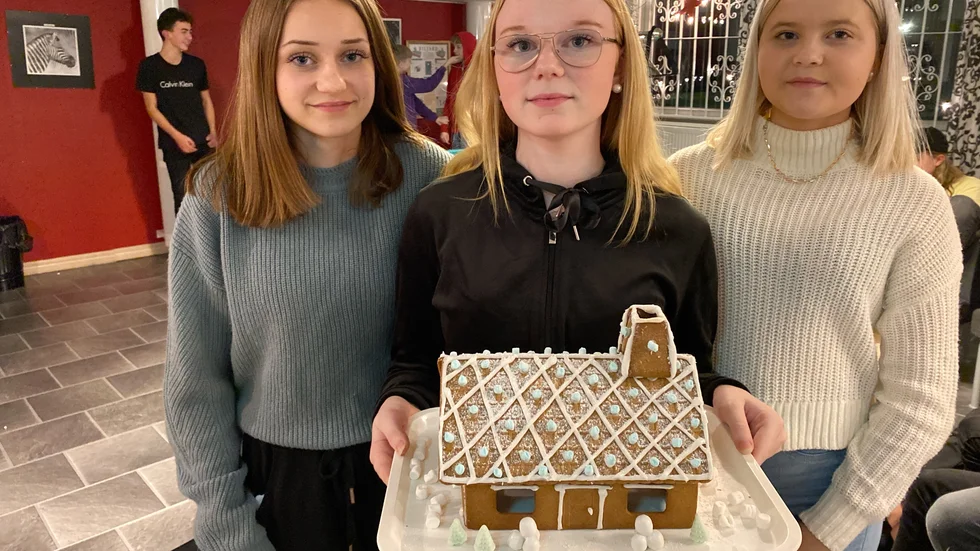 Vinnande laget med Alva Fransén, Nathalie Pettersson och Ebba Wetterlund som tog hem sin vinst med att ha snyggast tak. 