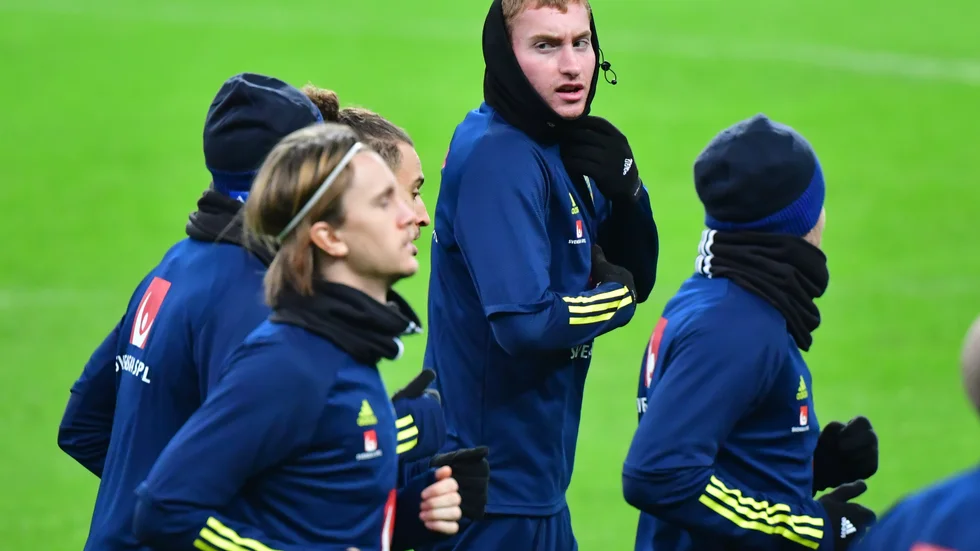 Dejan Kulusevski under herrlandslagets träning på Stade de France i Paris inför Nations League-matchen mot Frankrike på tisdag.