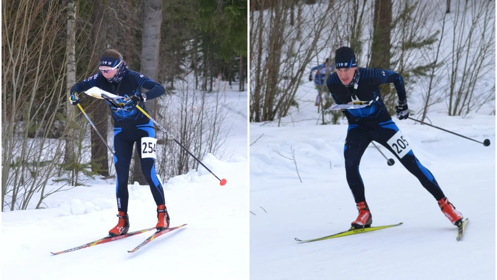 Elvira Wickbom, till vänster, säkrade SM-guldet i distansloppet i helgen medan brodern Rasmus Wickbom körde hem en bronsmedalj på herrsidan.