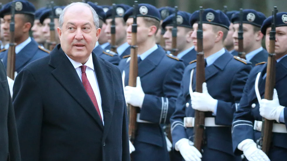 Armeniens president Armen Sarkisian vid ett besök i Tyskland 2018. Arkivbild.