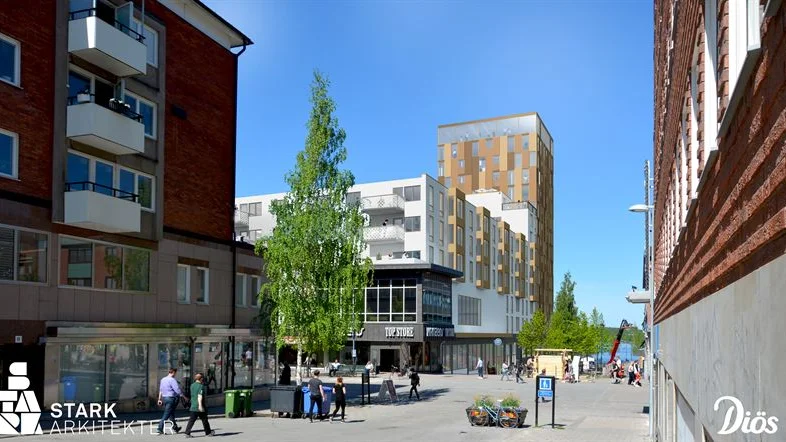 Diös vill utveckla kvarteret Tjädern i centrala Luleå där det idag finns parkeringshus. Diös planerar för restaurang och kommersiella lokaler i bottenplan samt bostäder och kontor som byggs på den befintliga byggnaden.