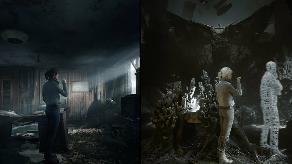 "The medium" utspelas i en dyster verklig värld och en obehaglig andevärld, bitvis samtidigt. Mediumet Marianne känner sig inte riktigt hemma i någon av dem. Pressbild.
