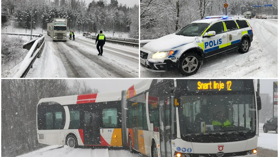 Flera trafikolyckor har skett i halkan runt om i Östergötland under måndagen.