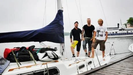 Tobias Ytterman, Ludvig Grip och Simon Uldén ska vara ute på haven i två år.Foto: Elin Lönn