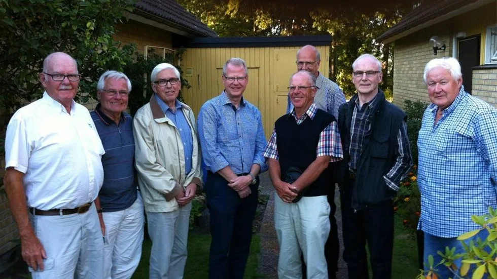 Från vänster ses Lars Lundin, Rune Andersson, Kenneth Lennartsson, Jan Andersson, Bengt Oredsson, Tommy Ivarsson (delvis skymd), Eskil Magnusson samt Hasse Andersson.