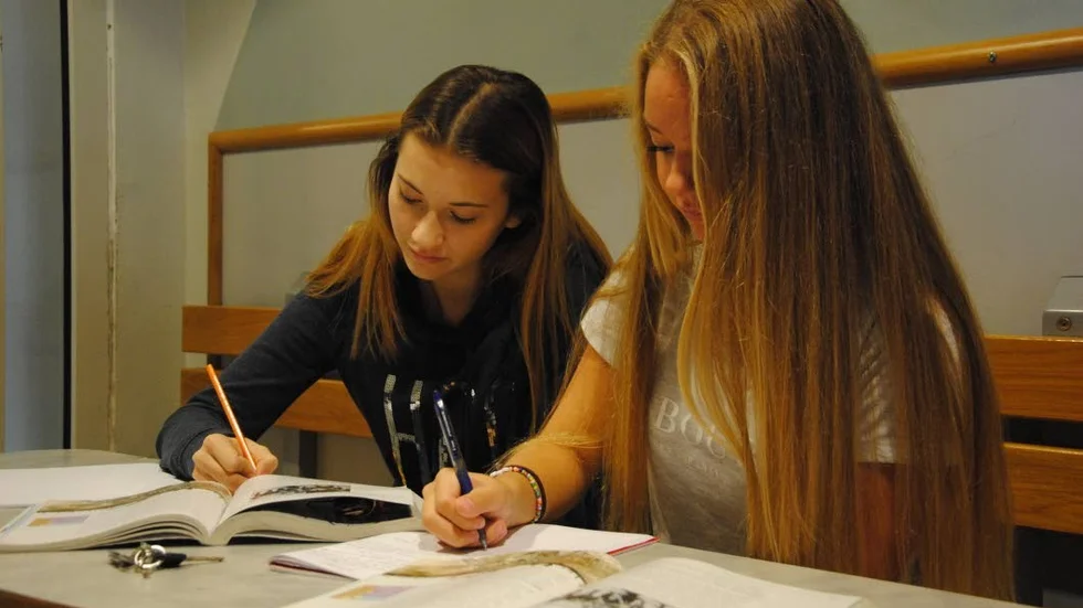 PLUGG. Vilma Petersen och Linnéa Engelholm tror att skolplikt på gymnasiet är en bra idé – så länge omotiverade elever inte stör andra.