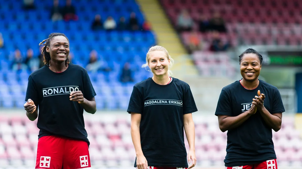 Anam Imo, Fanny Andersson och Faith Ikidi Michael är alla tillbaka i Piteå. 