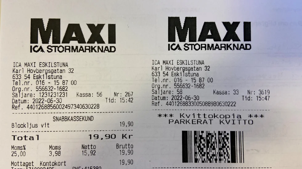 Mannen betalade 19.90 kronor för blockljus i självscanningen men gick ut med en TV värd 8999 kronor.