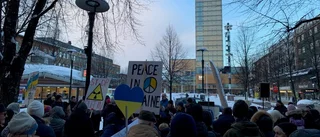 Flera hundra visade sitt stöd för Ukraina