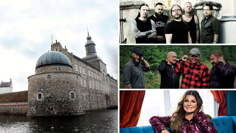 Vadstena slott får i sommar besök av Takida (överst) och Stiftelsen (mitten) som har en gemensam konsert den 15 juli samt Carola som framträder där den 12 augusti. Slottsbilden är en arkivbild.