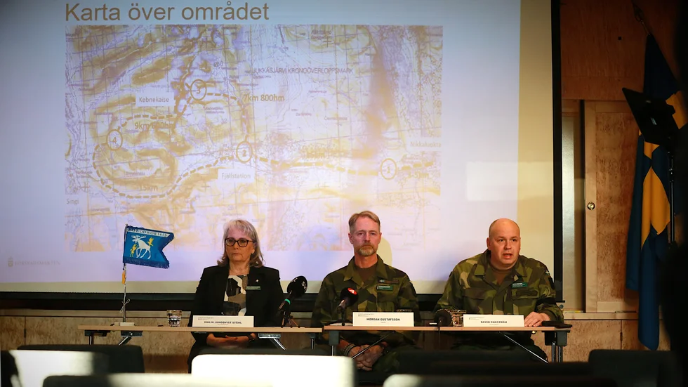 Malin Lundqvist Ståhl, verksamhetschef för K 4 försvarshälsa, Morgan Gustafsson, stabschef på regementet K 4 och David Engström, ställföreträdande bataljonschef samt biträdande övningsledare.