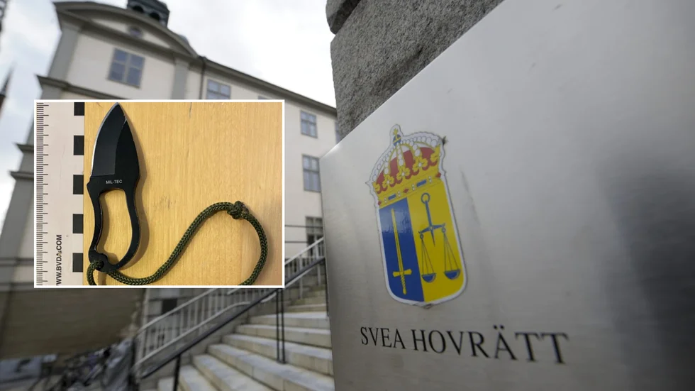 Mannen skulle in till Svea hovrätt på förhandling, men fastnade i säkerhetskontrollen.