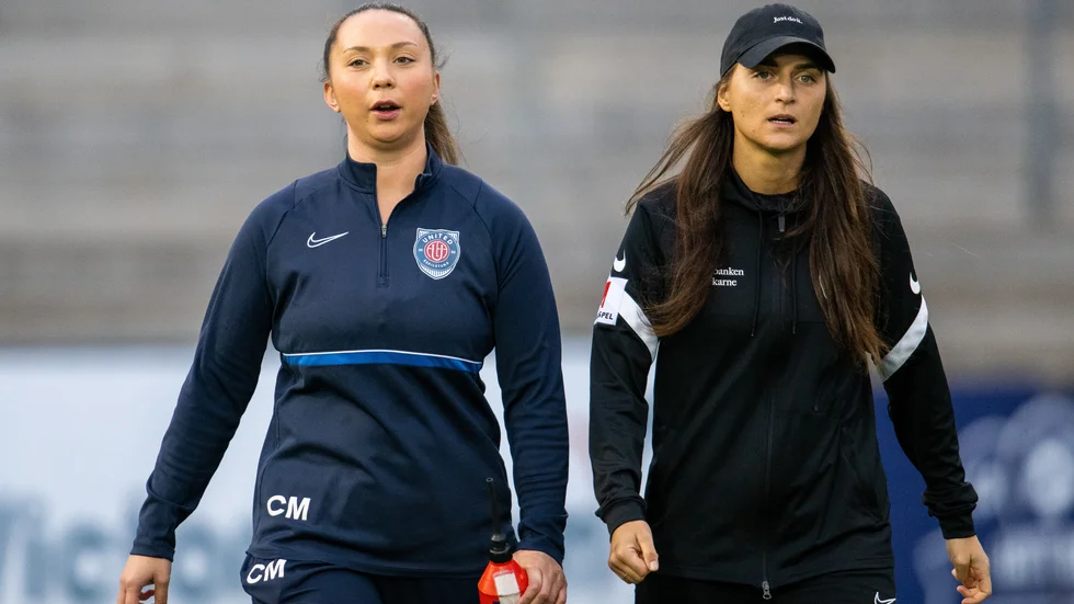 Casey Mattsson (till vänster) och Elena Sadiku lämnar Eskilstuna United.