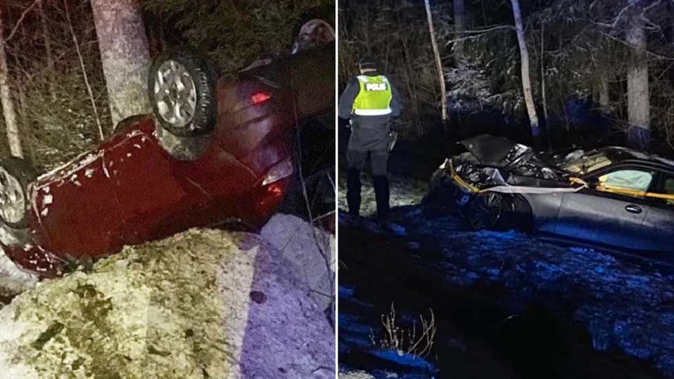 Trafikolyckor inträffade på samma plats på riksväg 23 med bara några timmars mellanrum på onsdagskvällen. Vid den senare av olyckorna var personal från bärgningsinsatsen ytterst nära att bli påkörd.