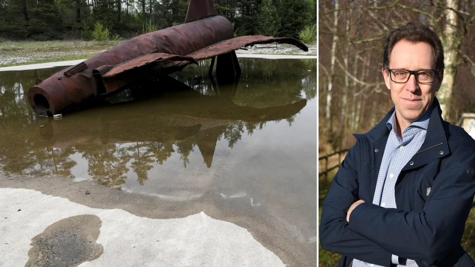 Bilden är från en brandövningsplats i Kallinge, där brandskum med PFAS användes.