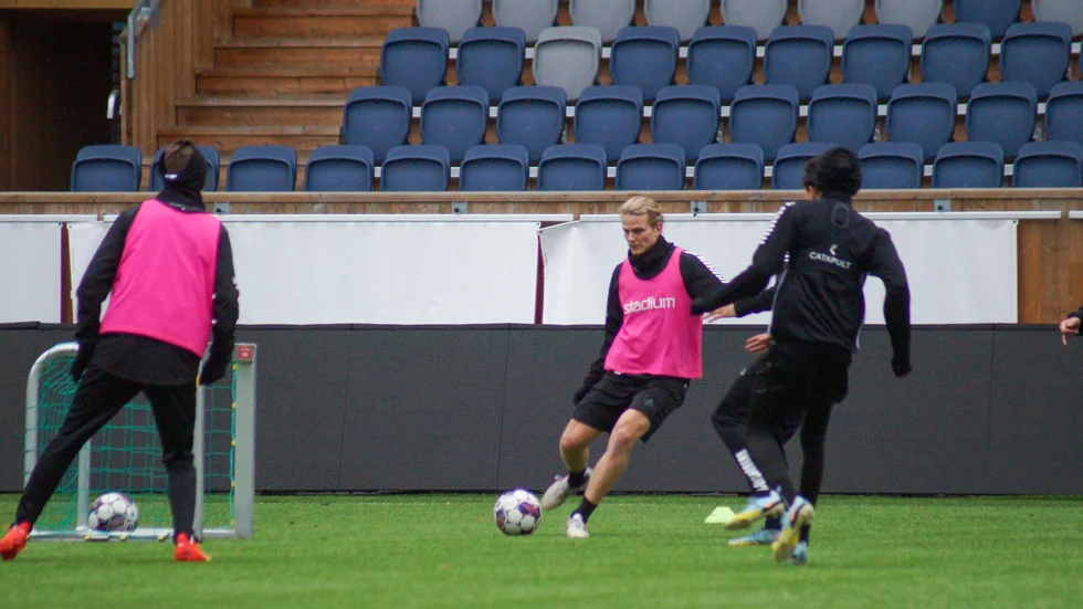 Tim Björkström under onsdagens träning.