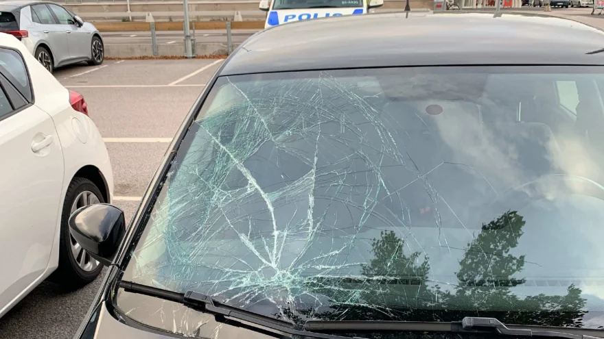 Så här såg bilen ut efter krocken.