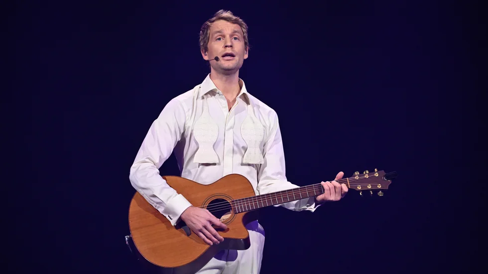 Björn Gustafsson i Melodifestivalen tidigare i år. Arkivbild.