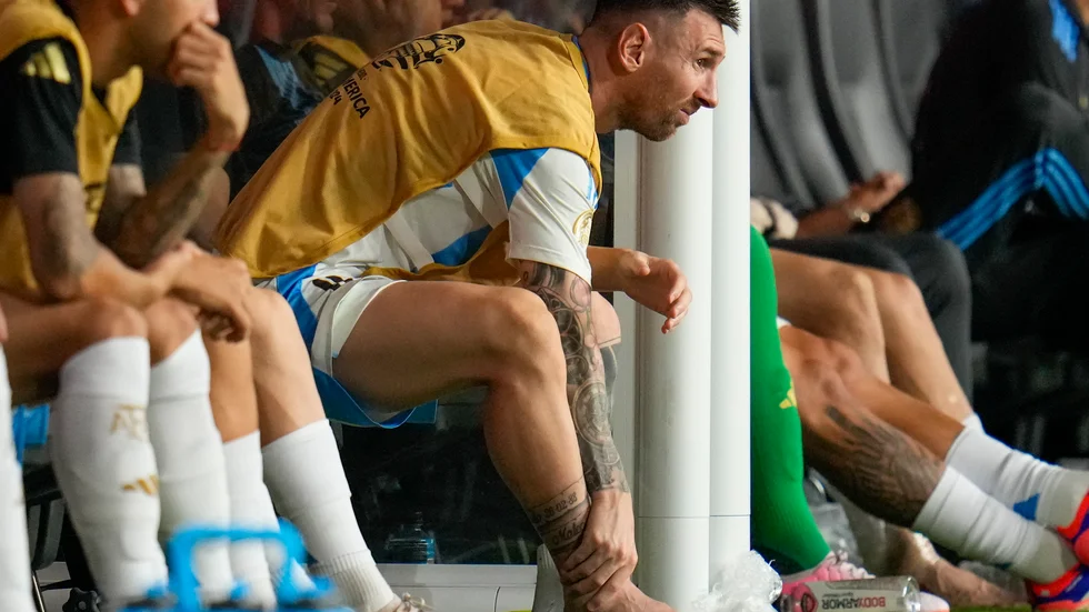 Lionel Messi byttes ut i Copa América-finalen med en skada på höger fotled, som argentinaren ännu inte blivit kvitt. Arkivbild.