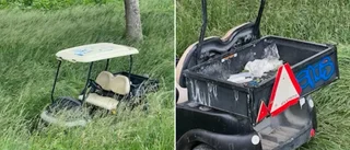 Stulna golfbilen hittades – kvaddad och vandaliserad