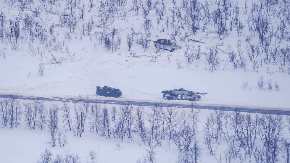 Norska soldater under militärövningen Nordic Response i Finnmarksvidda tidigare i mars.