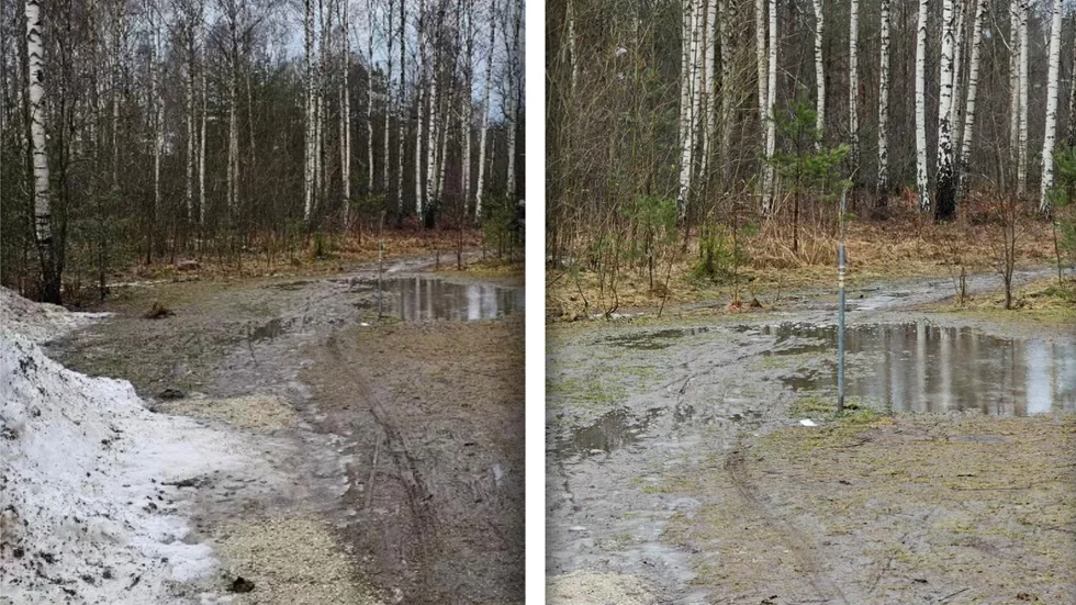 Stigen som förbinder Kopparslagaren och gång- och cykelbanan är inte lång, men vid regn blir det mycket svårt att ta sig fram, menar barnfamiljer i området.
