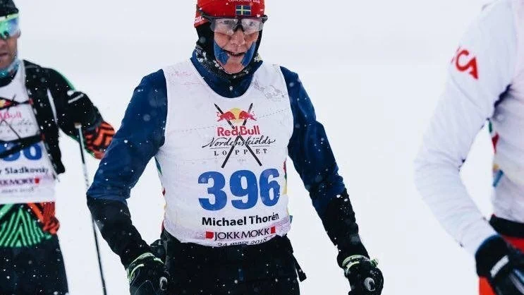 Mål. Michael Thorén klarade sig i mål i det 22 mil långa Nordenskiöldsloppet som kördes i Jokkmokk på lördagen.
