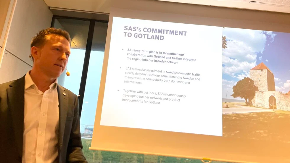 Martin Kotte, SAS, på möte med gotländska näringslivet.