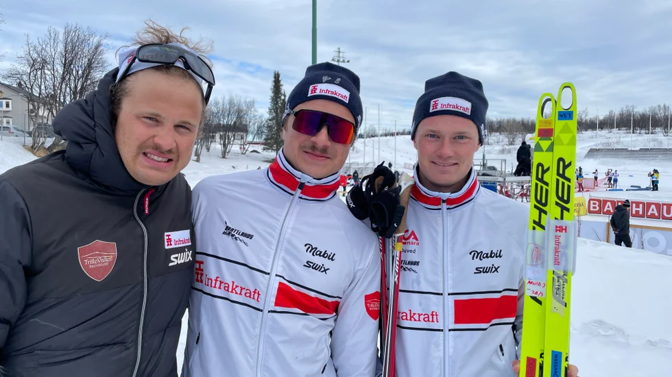 Olof Jonsson, Arvid Jonsson och Anton Karlsson, åkandes för Trillevallens SK.