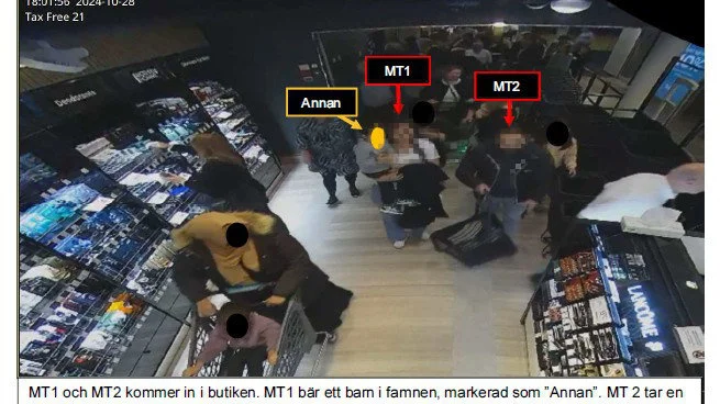 Paret hade vid ena tillfället ett av sina barn med sig när de enligt åtalet ska ha stulit varor.