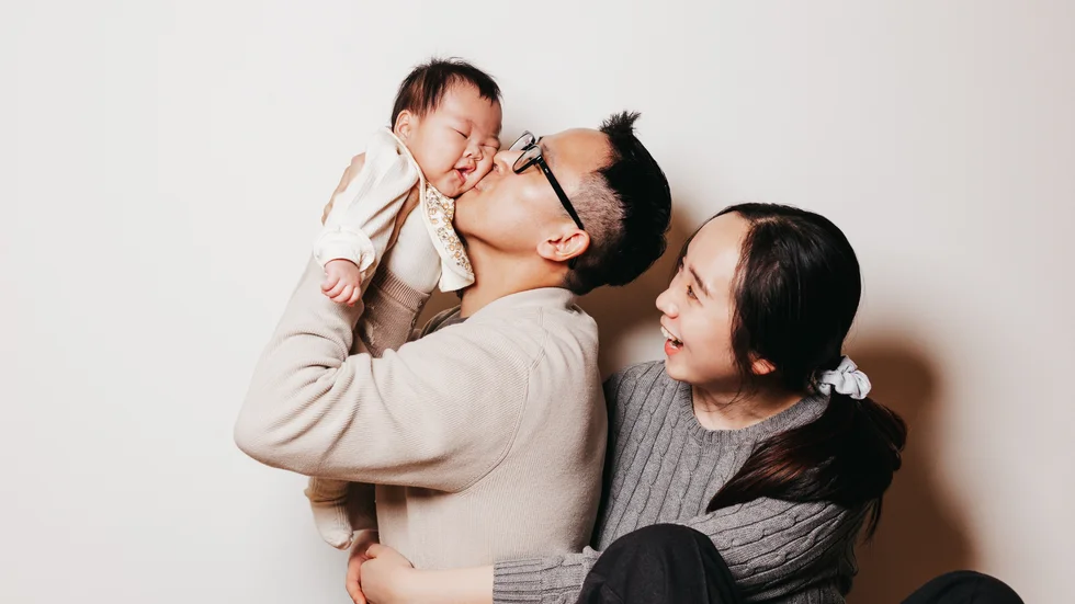 Jong il Lee, his wife Youngeun Kim and their four-month-old daughter, Chaewon.