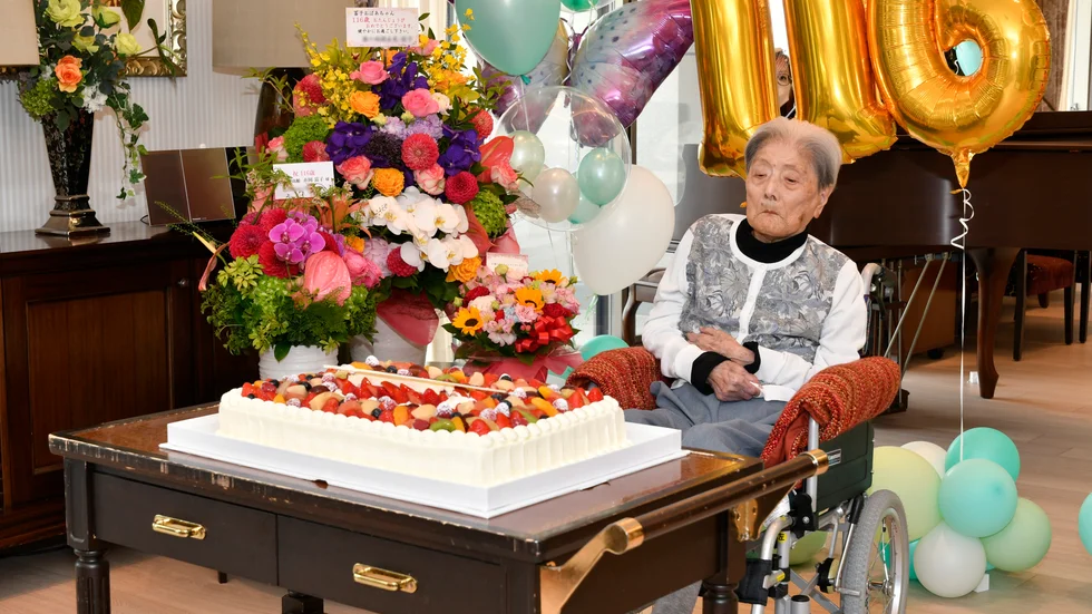 Tomiko Itooka firar sin 116-års dag i maj på vårdhemmet där hon bodde sedan 2019.