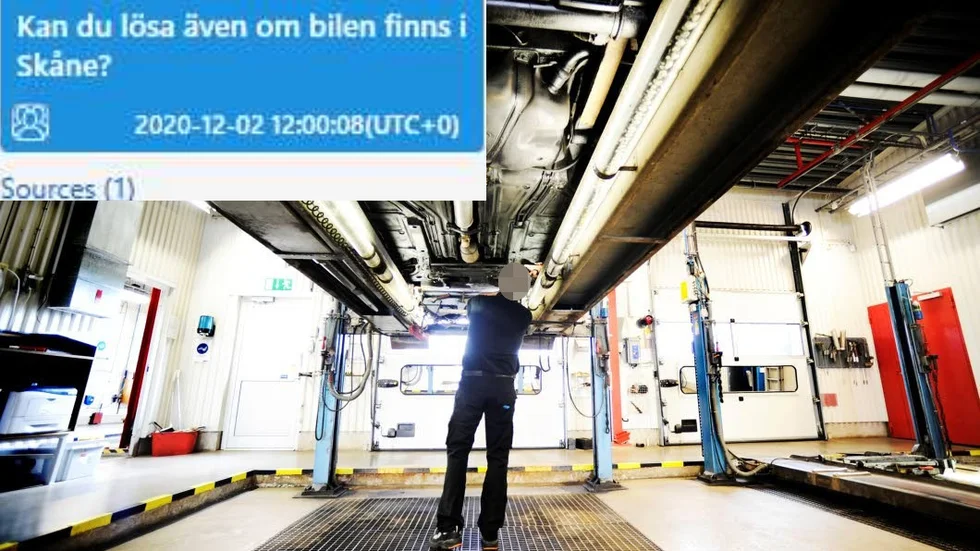 En av de nu åtalade frågar besiktningsmannen om han kan hjälpa till, även om fordonet finns i Skåne. Åklagaren tror att bilar godkänts trots att de inte varit inne på besiktning.