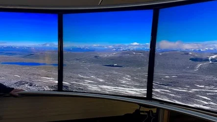 På Ájtte kan man ta en simulerad flygtur över fjällvärlden.