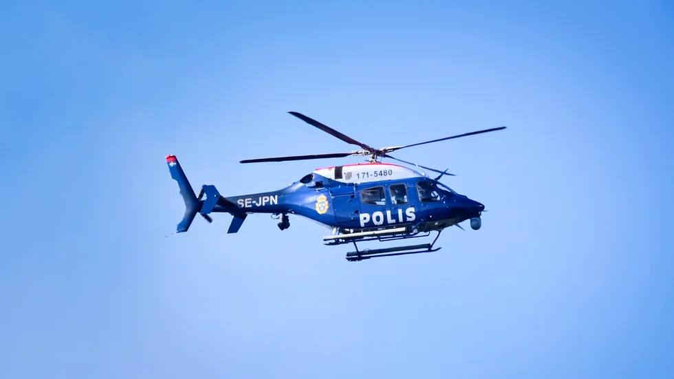 Polishelikopter deltog i en insats i Stockholms norra skärgård på onsdagen. Arkivbild.