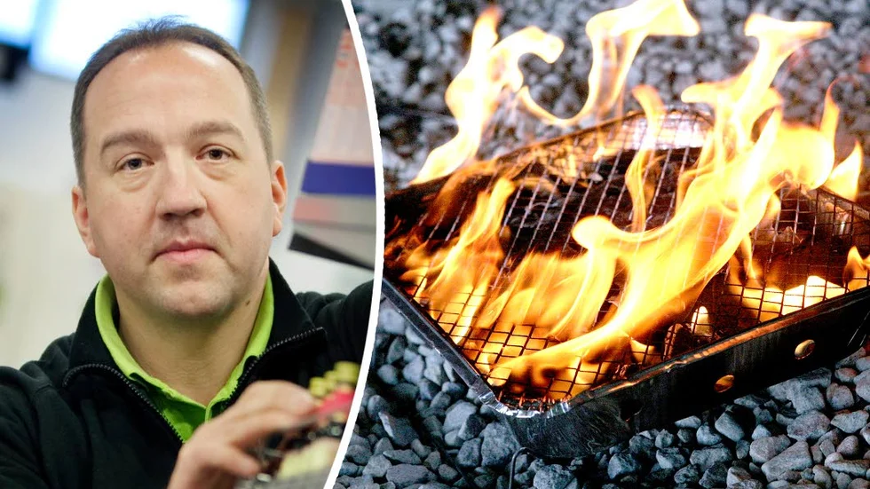 Kim Fredriksson, butikschef på Nelins, har inte köpt in nya engångsgrillar efter att de gamla sålt slut.
