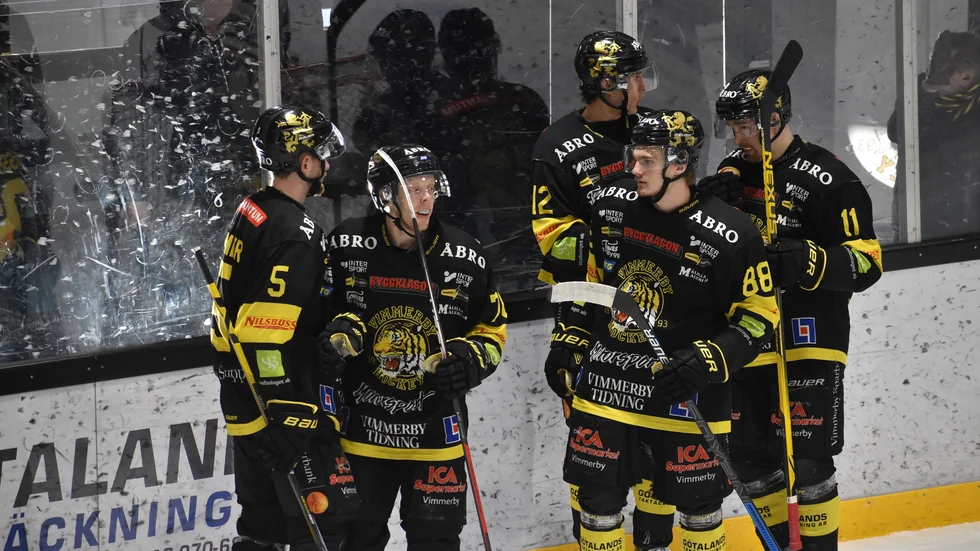 Vimmerby firar ett av målen mot Dalen. VH är klart för playoff. 