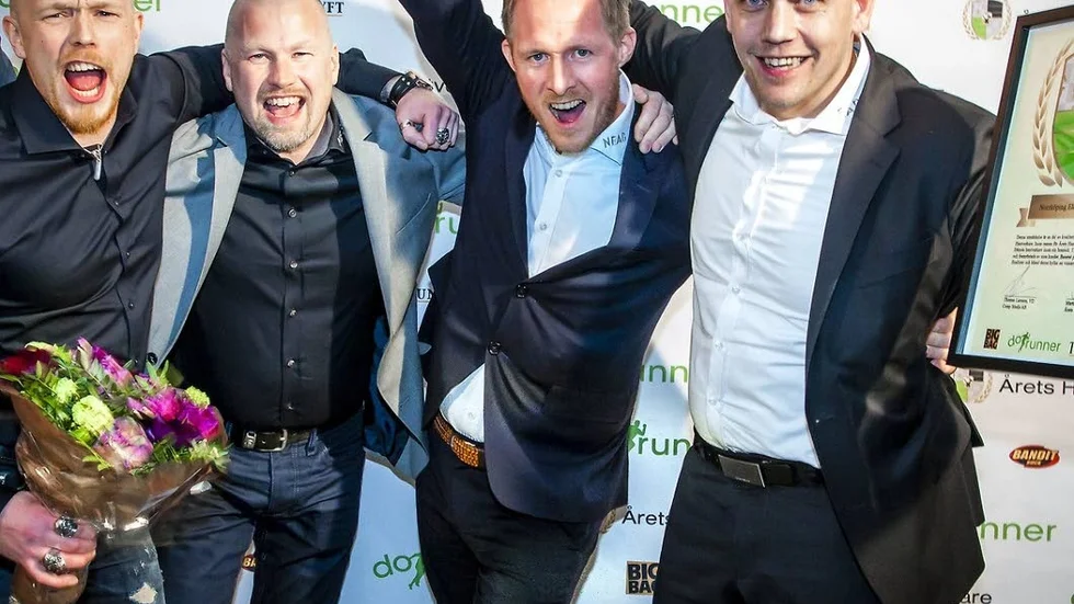 Vinnare. Neabgruppen tog hem pris för bästa El-företag på årets hantverkargala. Från vänster Johan Skittari, Fredrik Nilsson, vd/delägare Johan Tankred och delägare Tommy Karlbom.