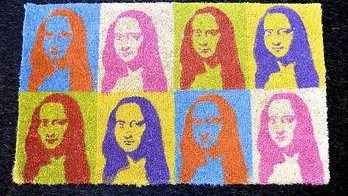 Mona Lisa som popkonst på dörrmattan.