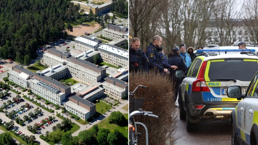 BMC uppifrån. Polisinsatsen p åonsdagen där en maskerad man greps.