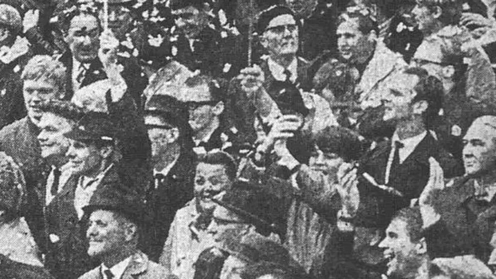 13 oktober 1968. Sirius tog emot Landskrona i kvalet till allsvenskan inför 12 446 åskådare.