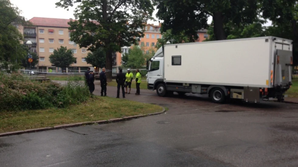 Ett område runt Eddaspången har spärrats av.