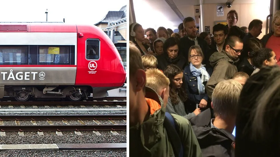 Överfullt på Upptåget mellan Vattholma och Uppsala.