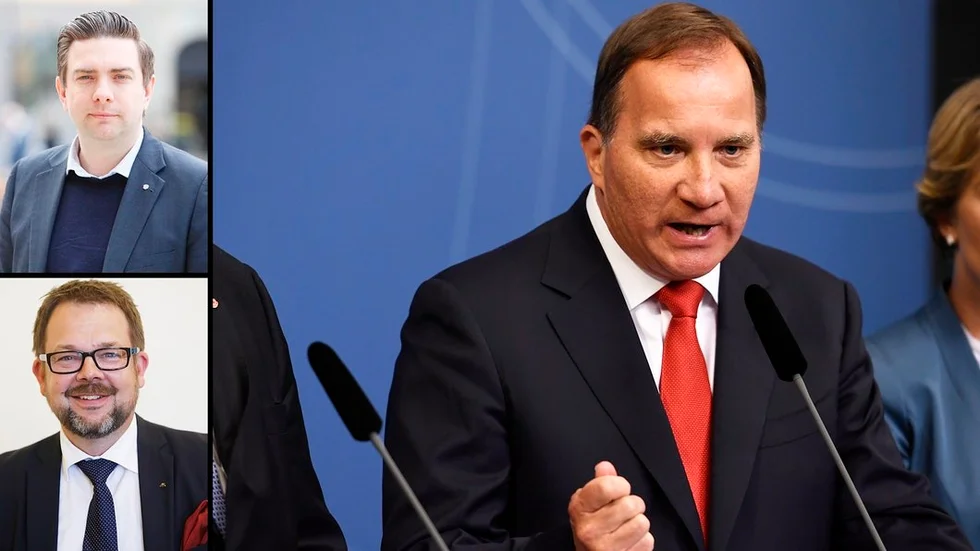 Jimmy Jansson (S), överst, tycker att Löfven har hanterat krisen bra. Jari Puustinen (M), nederst, tycker att det är bra att Löfven tagit ansvar men att det borde ha skett tidigare.