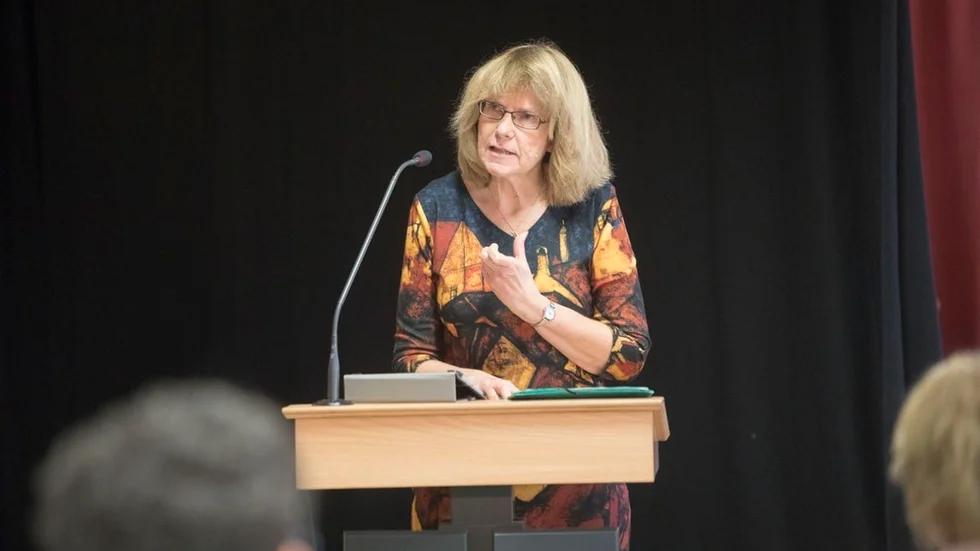 Centerns Inger Fredriksson ställer sig bakom dagvattenplanen men ville ha ett tillägg om konstgräsets icke vara i Katrineholms gaturum.