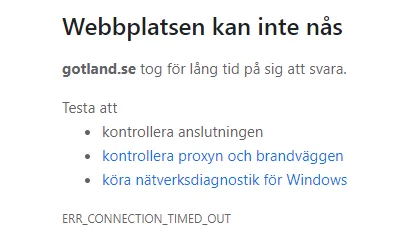 Gotland.se ligger nere.